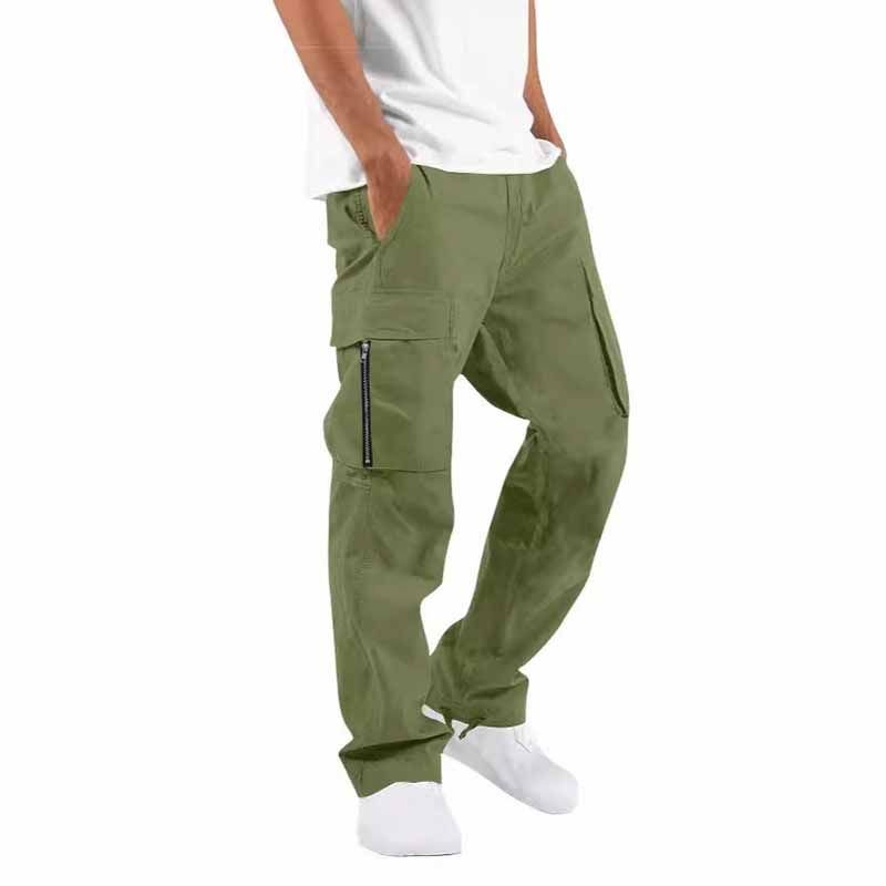 Men Fashion Casual Solid Color Straight Cargo Pants