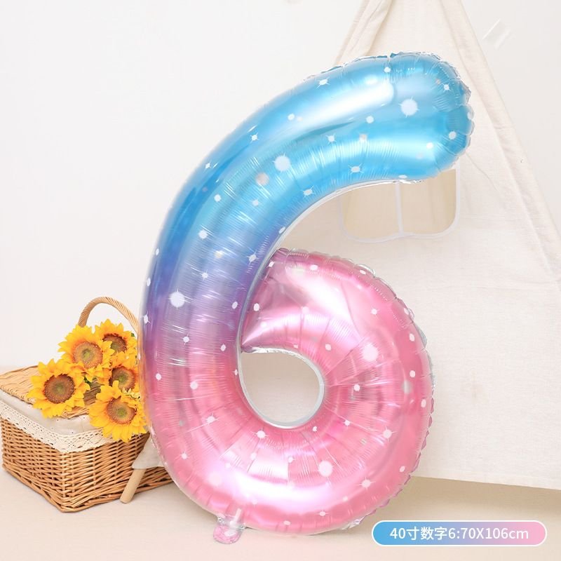 40 Inch Dream Starry Sky Gradient 0-9 Aluminum Film Digital Balloon Birthday Party Venue Decoration