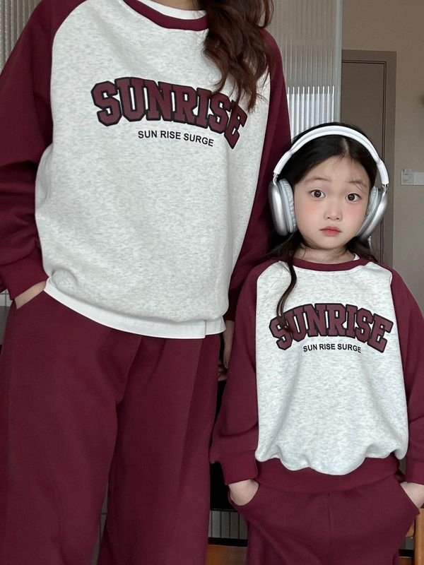 Autumn Children Fashion Color Matching Round Neck Long Sleeve Parent-Child Sweatshirt