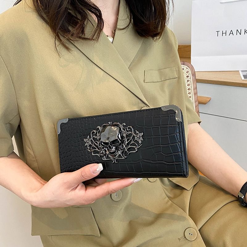 Gothic Halloween Vintage Skull Crocodile Wallet