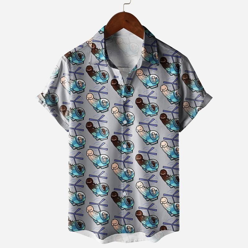 Women Simple 3D Digital Print Short Sleeve Shirt