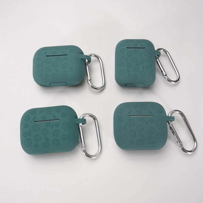 Women Simple Laser Carved Silicone Apple Bluetooth Wireless Headset Protective Cover