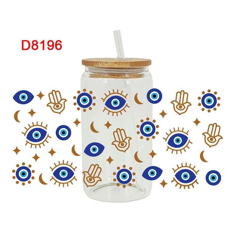 Cartoon Cute Palm Devil Eye Printing UV Transfer Glass Crystal Sticker