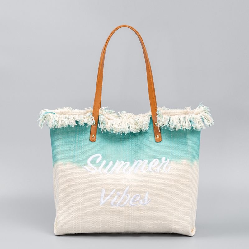 Holiday Bohemian Casual Letter Embroidered Canvas Tote Bag