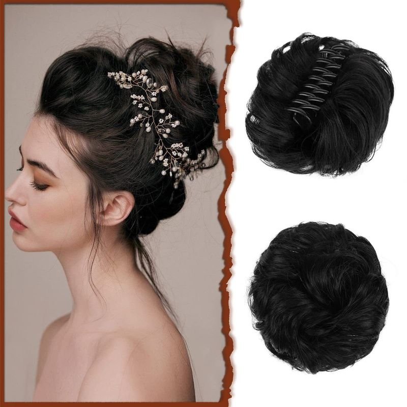 Women Hair Claw Natural Simulation Curly Hair Bun