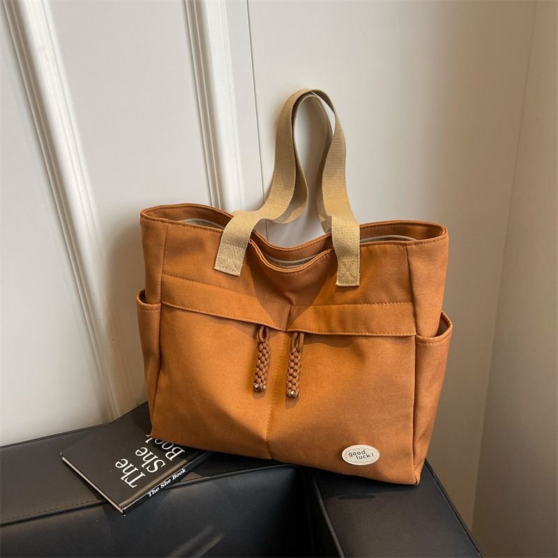 Casual Solid Color Large Capacity Canvas Tote Bag