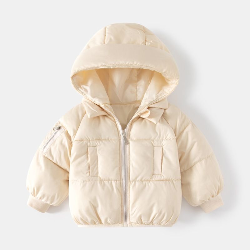 Kids Unisex Winter Casual Cute Solid Color Long Sleeve Hooded Padded Coat