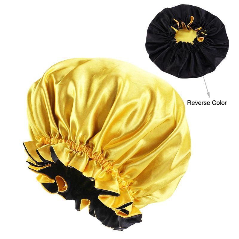 Double Layer Big Lace Solid Color Satin Bonnet