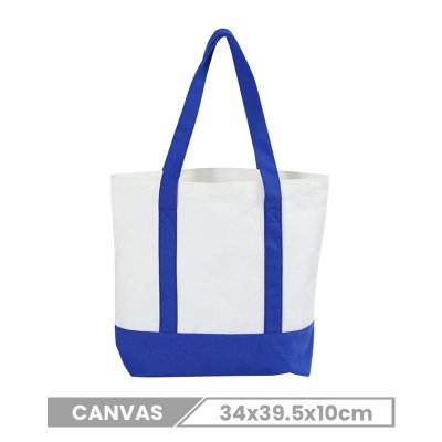 Custom Logo Large Capacity Contrast Stitching Canvas Tote Bag